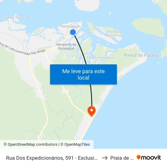 Rua Dos Expedicionários, 591 - Exclusivo Intermunicipal to Praia de Leste map