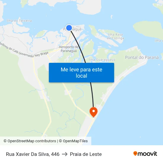 Rua Xavier Da Silva, 446 to Praia de Leste map