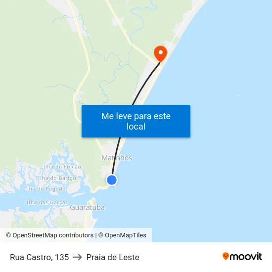 Rua Castro, 135 to Praia de Leste map