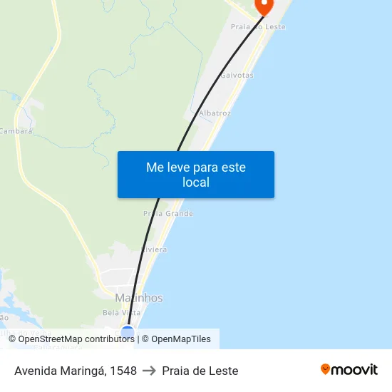 Avenida Maringá, 1548 to Praia de Leste map