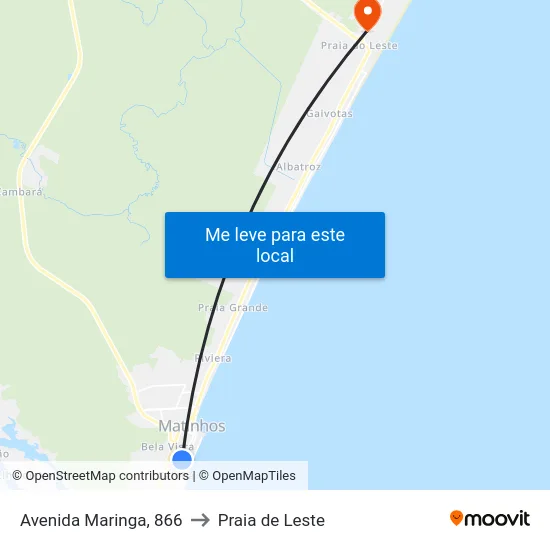 Avenida Maringa, 866 to Praia de Leste map