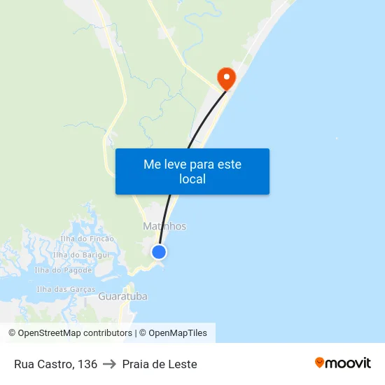Rua Castro, 136 to Praia de Leste map