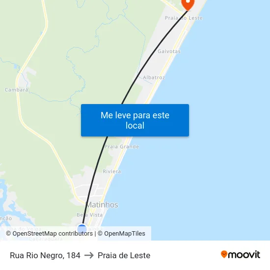 Rua Rio Negro, 184 to Praia de Leste map
