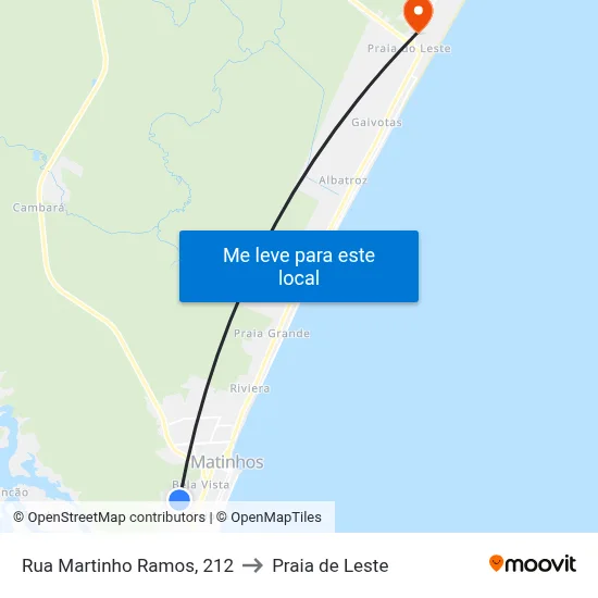 Rua Martinho Ramos, 212 to Praia de Leste map