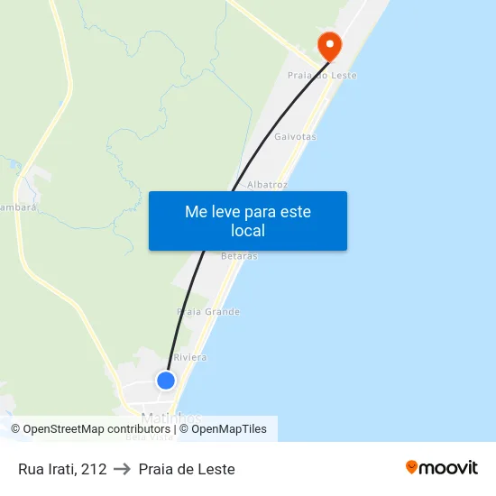 Rua Irati, 212 to Praia de Leste map