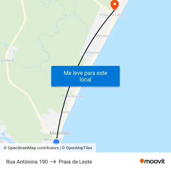 Rua Antônina 190 to Praia de Leste map