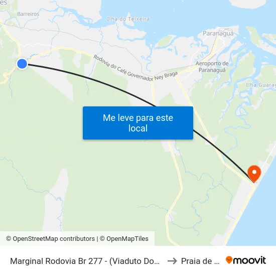 Marginal Rodovia Br 277 - (Viaduto Dom Moacyr Vitti) to Praia de Leste map