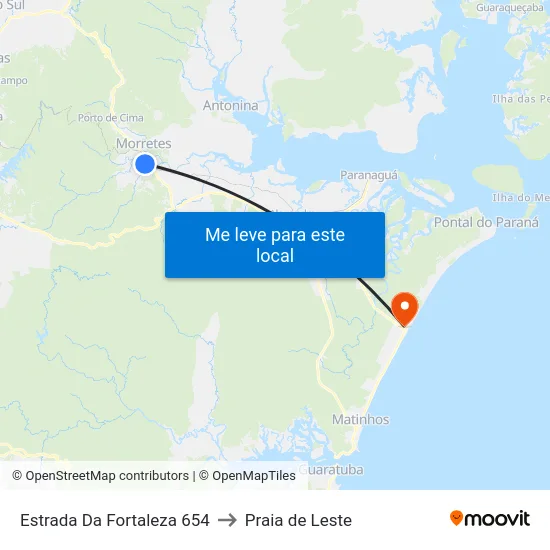 Estrada Da Fortaleza 654 to Praia de Leste map