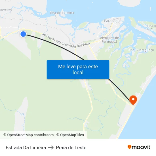 Estrada Da Limeira to Praia de Leste map
