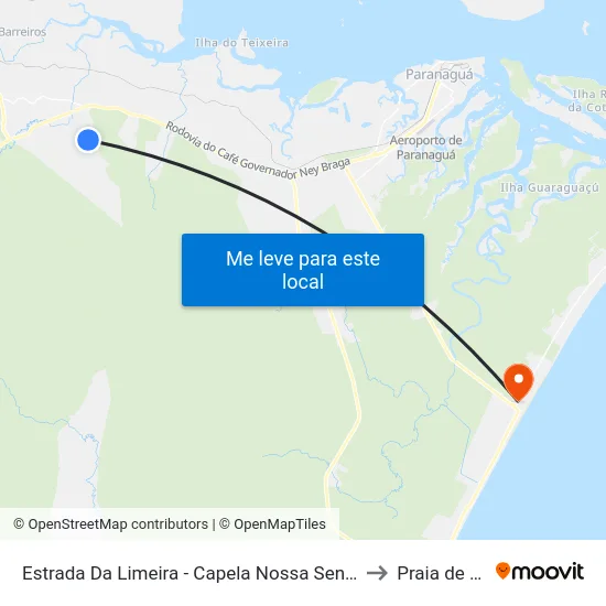 Estrada Da Limeira - Capela Nossa Senhora Da Glória to Praia de Leste map