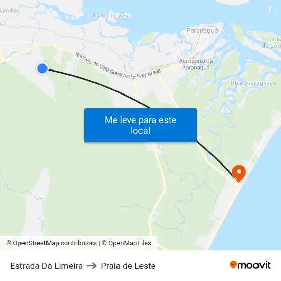 Estrada Da Limeira to Praia de Leste map