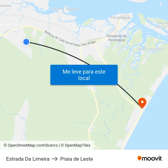 Estrada Da Limeira to Praia de Leste map