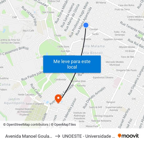 Avenida Manoel Goulart | Bola De Neve to UNOESTE - Universidade do Oeste Paulista map