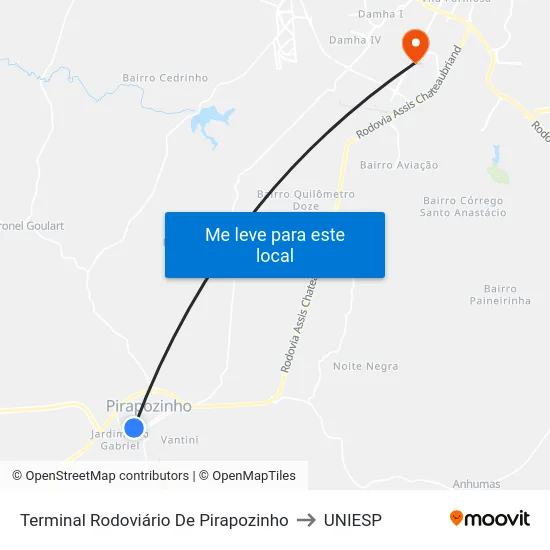 Terminal Rodoviário De Pirapozinho to UNIESP map