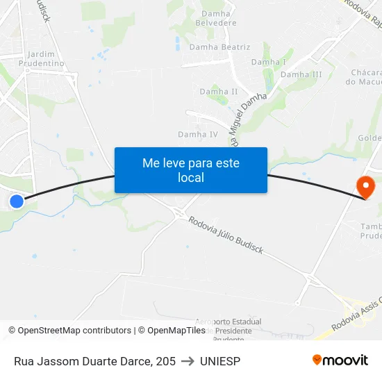 Rua Jassom Duarte Darce, 205 to UNIESP map
