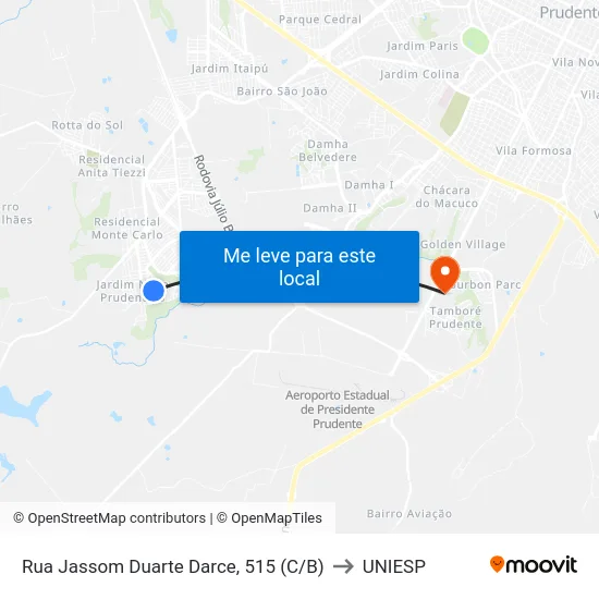 Rua Jassom Duarte Darce, 515 (C/B) to UNIESP map