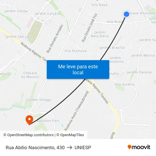 Rua Abílio Nascimento, 430 to UNIESP map