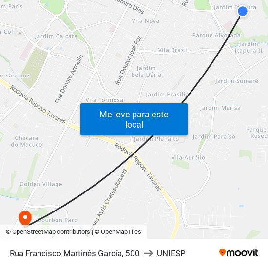 Rua Francisco Martinês García, 500 to UNIESP map