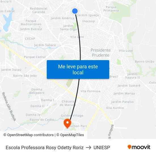 Escola Professora Rosy Odetty Roriz to UNIESP map