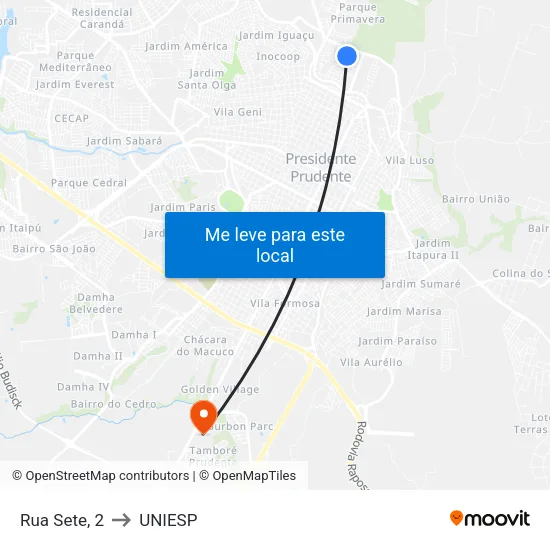 Rua Sete, 2 to UNIESP map