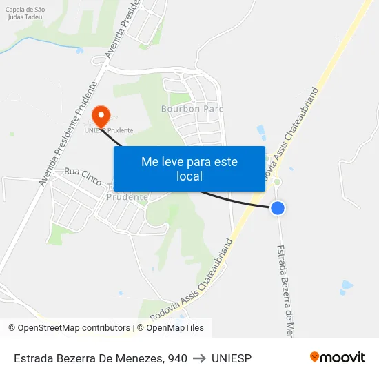 Estrada Bezerra De Menezes, 940 to UNIESP map