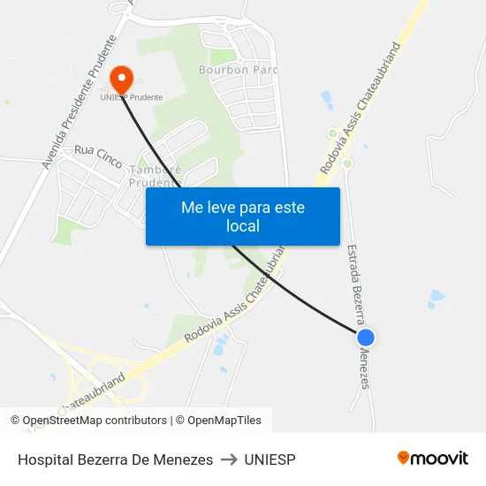 Hospital Bezerra De Menezes to UNIESP map