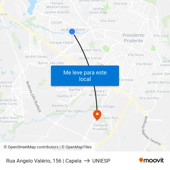 Rua Angelo Valério, 156 | Capela to UNIESP map