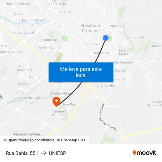 Rua Bahia, 551 to UNIESP map