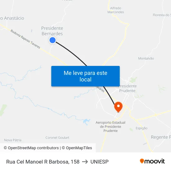 Rua Cel Manoel R Barbosa, 158 to UNIESP map