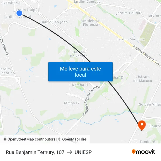 Rua Benjamin Ternury, 107 to UNIESP map