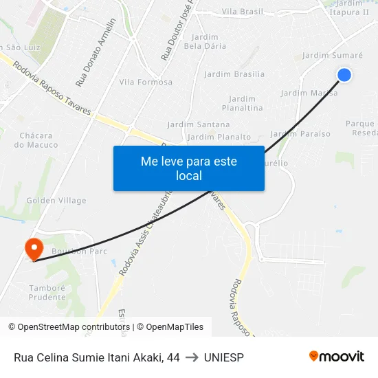 Rua Celina Sumie Itani Akaki, 44 to UNIESP map