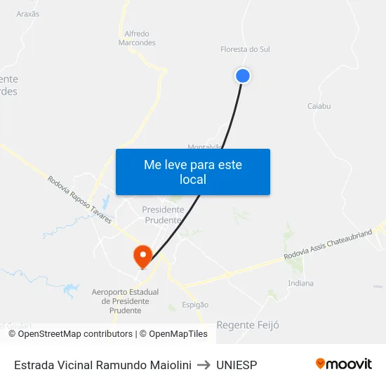 Estrada Vicinal Ramundo Maiolini to UNIESP map
