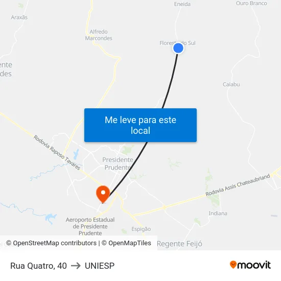 Rua Quatro, 40 to UNIESP map