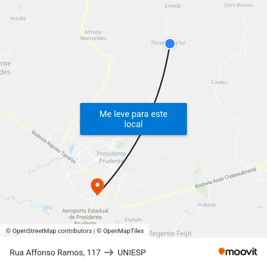 Rua Affonso Ramos, 117 to UNIESP map