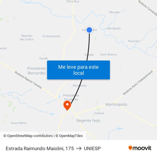 Estrada Raimundo Maiolini, 175 to UNIESP map