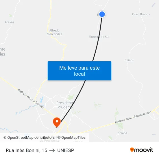 Rua Inês Bonini, 15 to UNIESP map