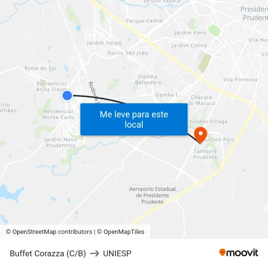 Buffet Corazza (C/B) to UNIESP map