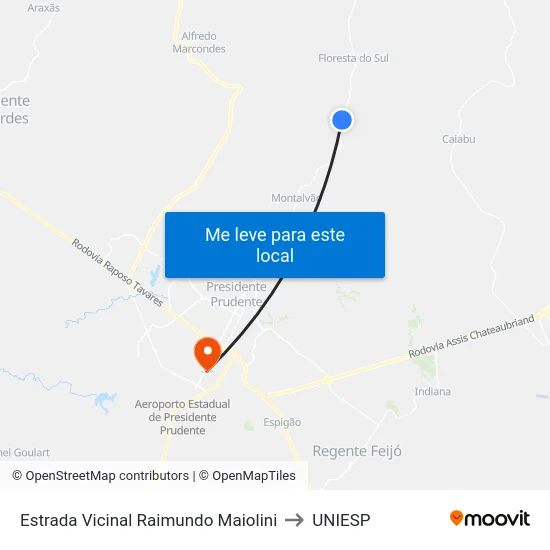 Estrada Vicinal Raimundo Maiolini to UNIESP map