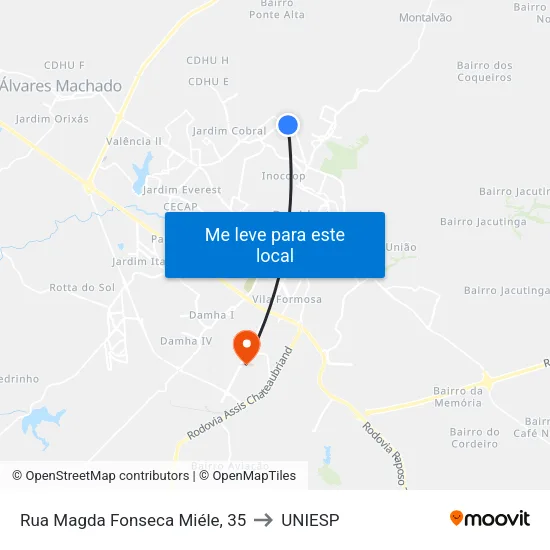 Rua Magda Fonseca Miéle, 35 to UNIESP map