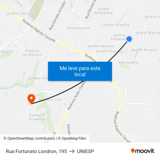 Rua Fortunato Londron, 195 to UNIESP map