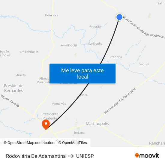 Rodoviária De Adamantina to UNIESP map