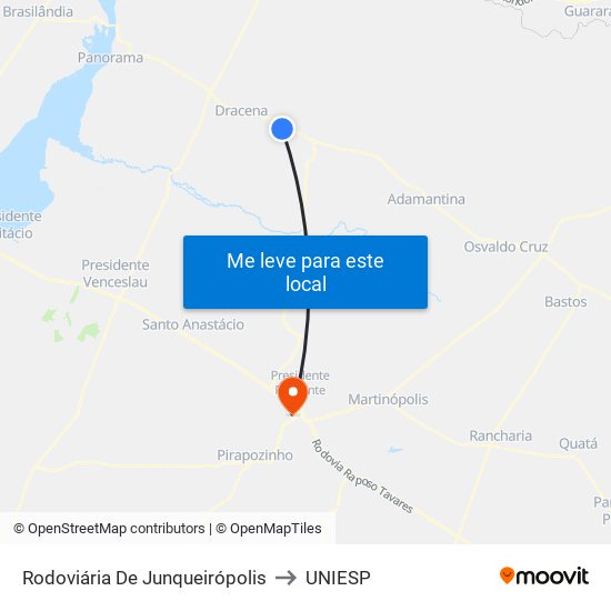 Rodoviária De Junqueirópolis to UNIESP map