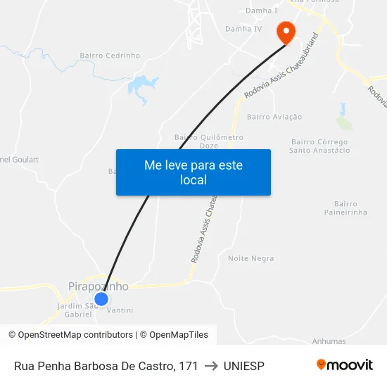 Rua Penha Barbosa De Castro, 171 to UNIESP map