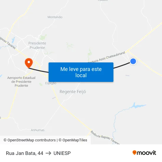 Rua Jan Bata, 44 to UNIESP map