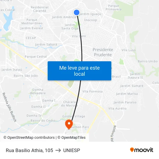 Rua Basílio Athia, 105 to UNIESP map