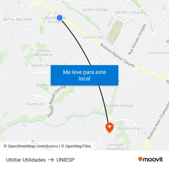 Utilitar Utilidades to UNIESP map