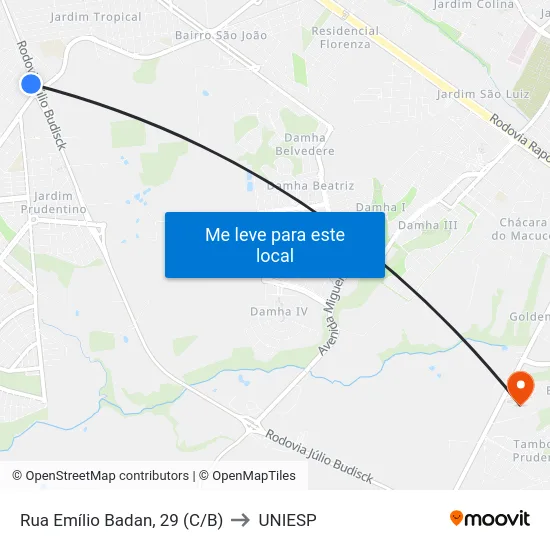 Rua Emílio Badan, 29 (C/B) to UNIESP map