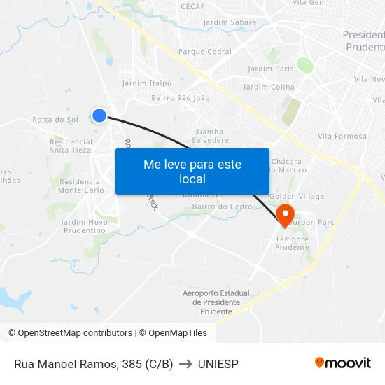 Rua Manoel Ramos, 385 (C/B) to UNIESP map
