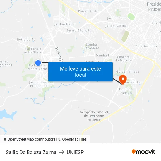 Salão De Beleza Zelma to UNIESP map