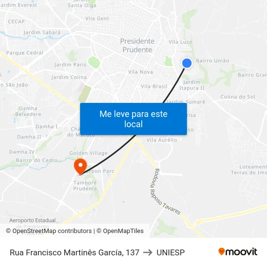 Rua Francisco Martinês García, 137 to UNIESP map